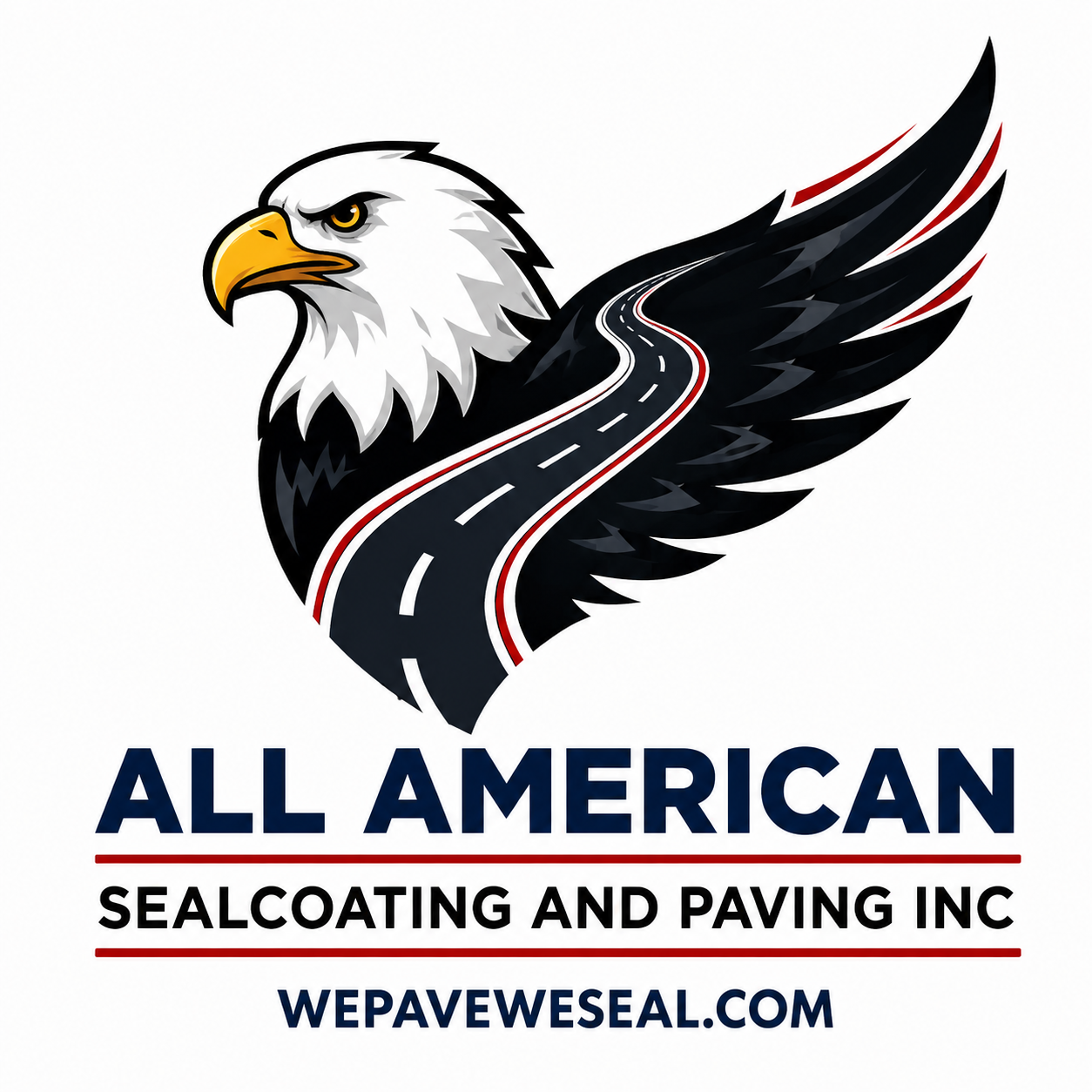 All American Sealcoating and Paving Inc. eagle and roadway logo